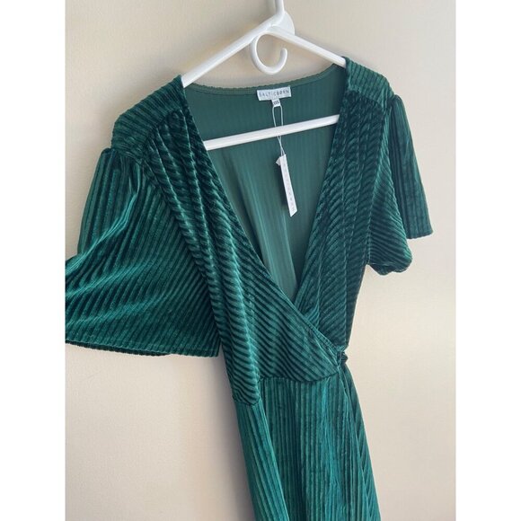 Baltic Born NWT Emerald Green Velvet RIbbed Wrap Dress Size XXXL Size 3XL Plus - Picture 4 of 12